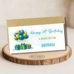 Blue & Green Balloon BirthdayMoney Wallet Card Main