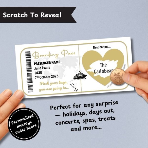 Cruise Boarding Pass Surprise Ticket Scratch To Reveal