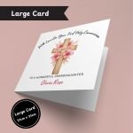 Pink Floral Cross Communion Large Card Only