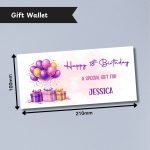 Pink & Purple Balloons Birthday Money Wallet Card Dimensions