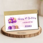 Pink & Purple Balloons Birthday Money Wallet Card Main
