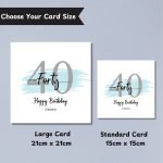 Blue 40th Birthday Card Sizes