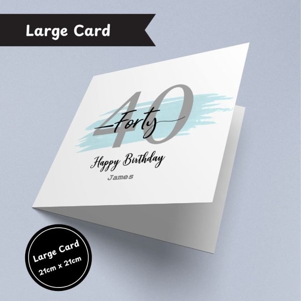 Blue 40th Birthday Large Card