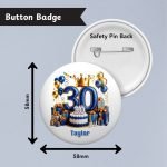 Blue Vibes 30th Birthday Badge Info