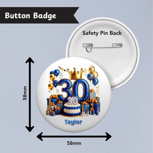 Blue Vibes 30th Birthday Badge Info