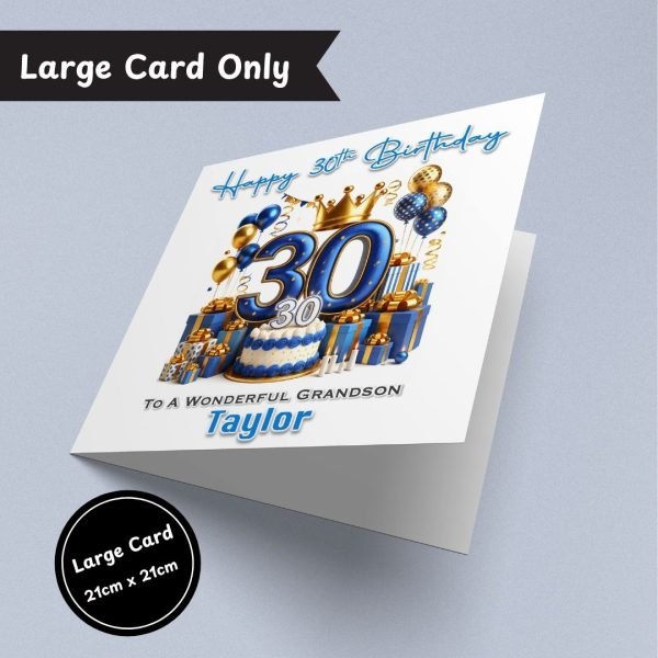 Blue Vibes 30th Birthday Large Card Only