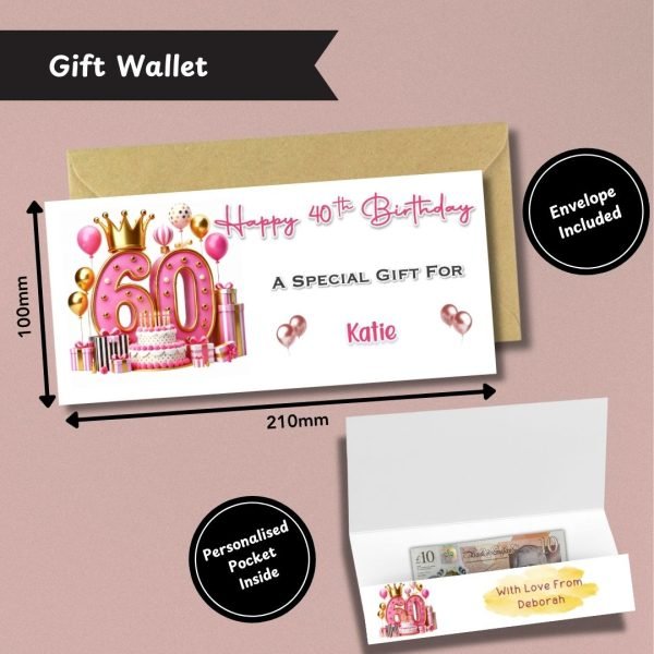 Pink Vibes 60th Birthday Money Wallet Etsy