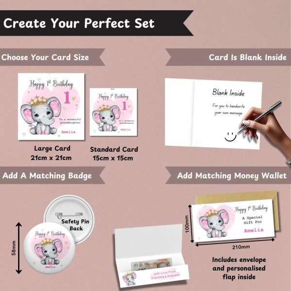 Cute Elephant Girls Birthday Create Your Set