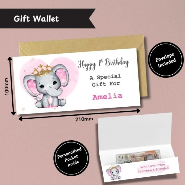 Cute Elephant Girls Birthday Money Wallet Etsy