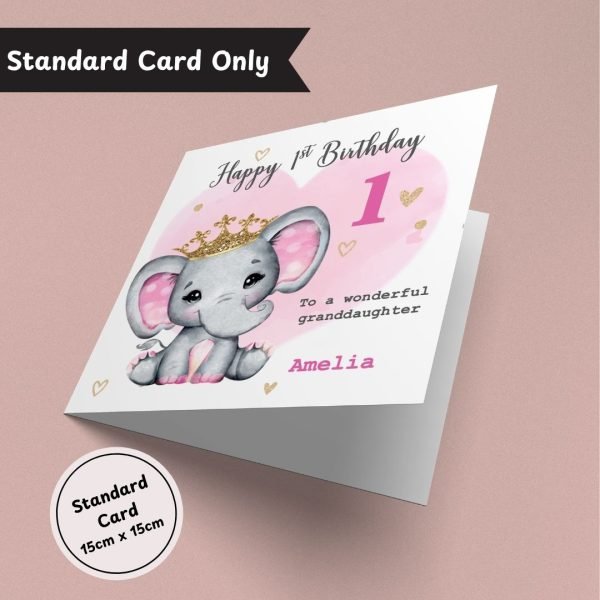 Cute Elephant Girls Birthday Standard Card Only