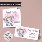 Cute Elephant Girls Birthday Standard Card & Wallet (2)
