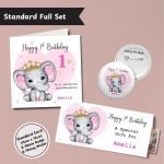 Cute Elephant Girls Birthday Standard Full Set
