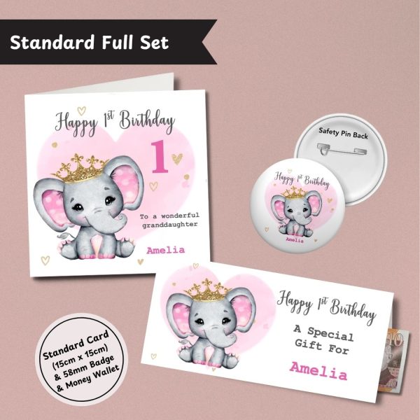 Cute Elephant Girls Birthday Standard Full Set