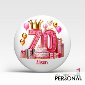 Pink Vibes 70th Birthday Badge