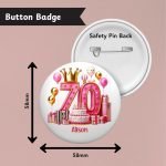 Pink Vibes 70th Birthday Badge Info