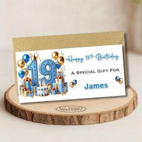 Blue Vibes 19th Birthday Money Wallet Card Main