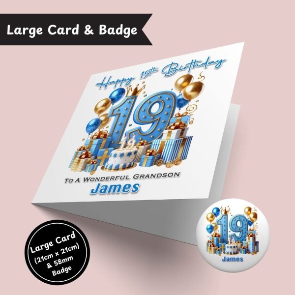 Blue Vibes 19th Large Card & Button Badge