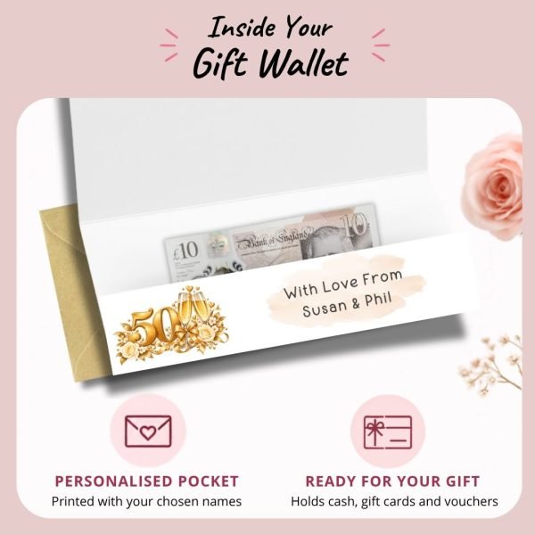 Golden Wedding Anniversary Money Wallet Inside