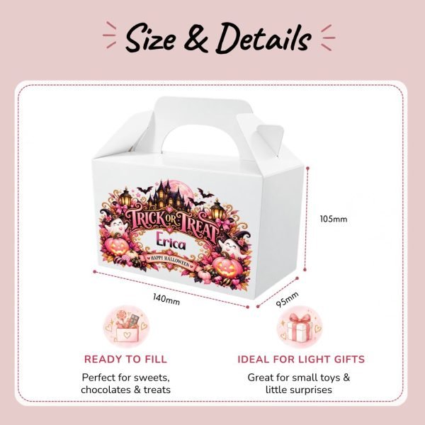 Pink Halloween Treat Box Size & Details